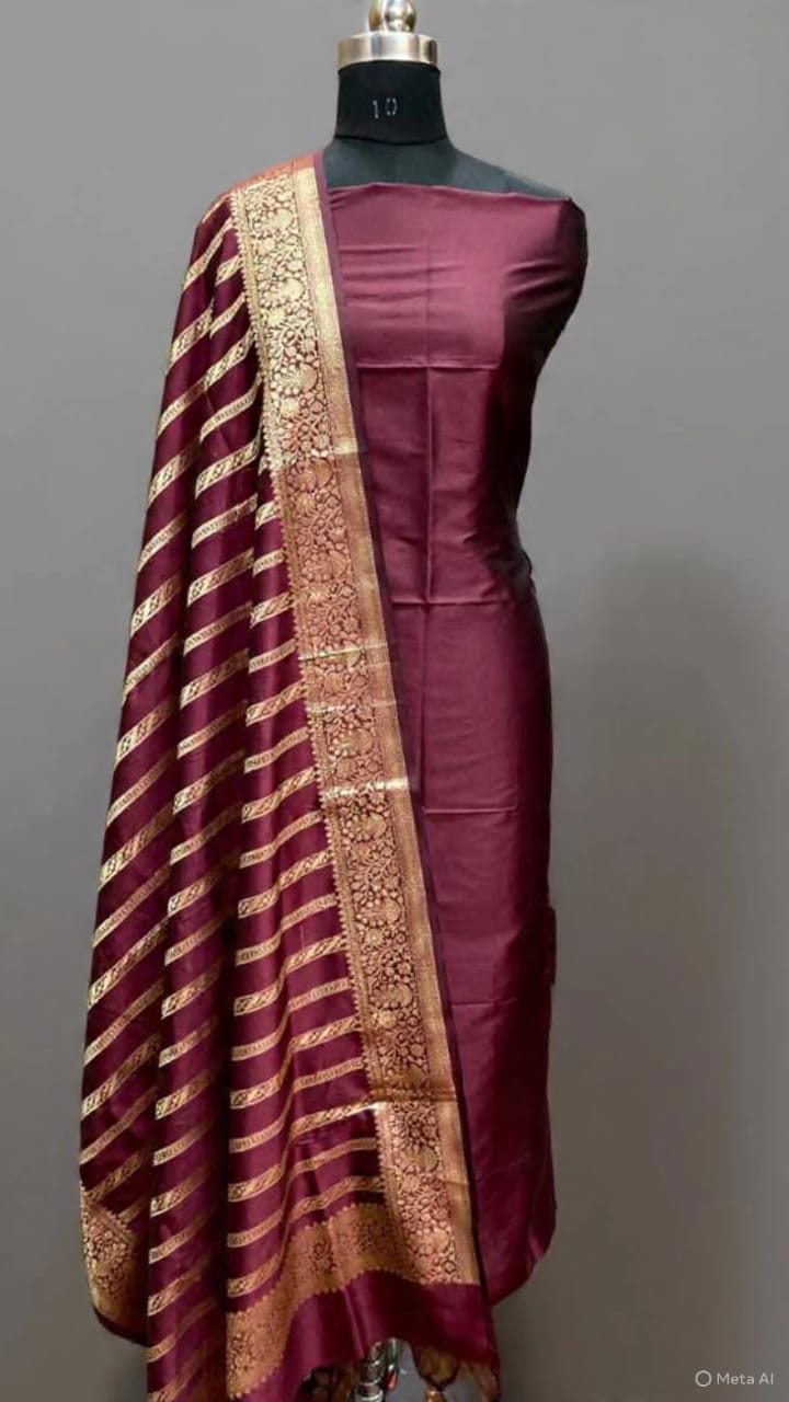 Wine Katan Tapeta Silk 3 Piece Suit