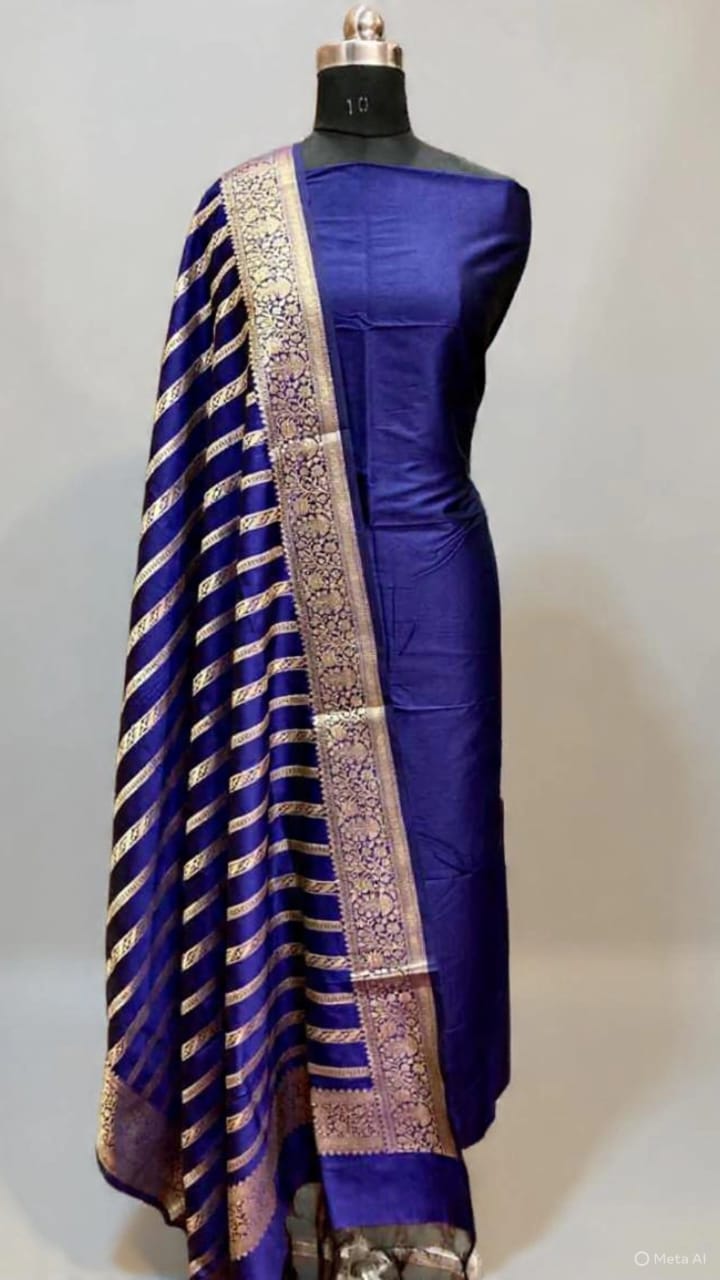 Royal Blue Katan Tapeta Silk 3 Piece Suit