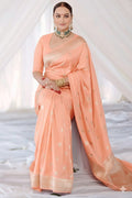 Peach Mashru Katan Chand Tara Design Saree