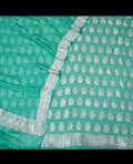 Sea Green Pure Khaddi Chiffon 3 Piece Suit with Silver Zari