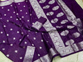 Purple Semi Georgette Banarasi Saree with Silver Zari